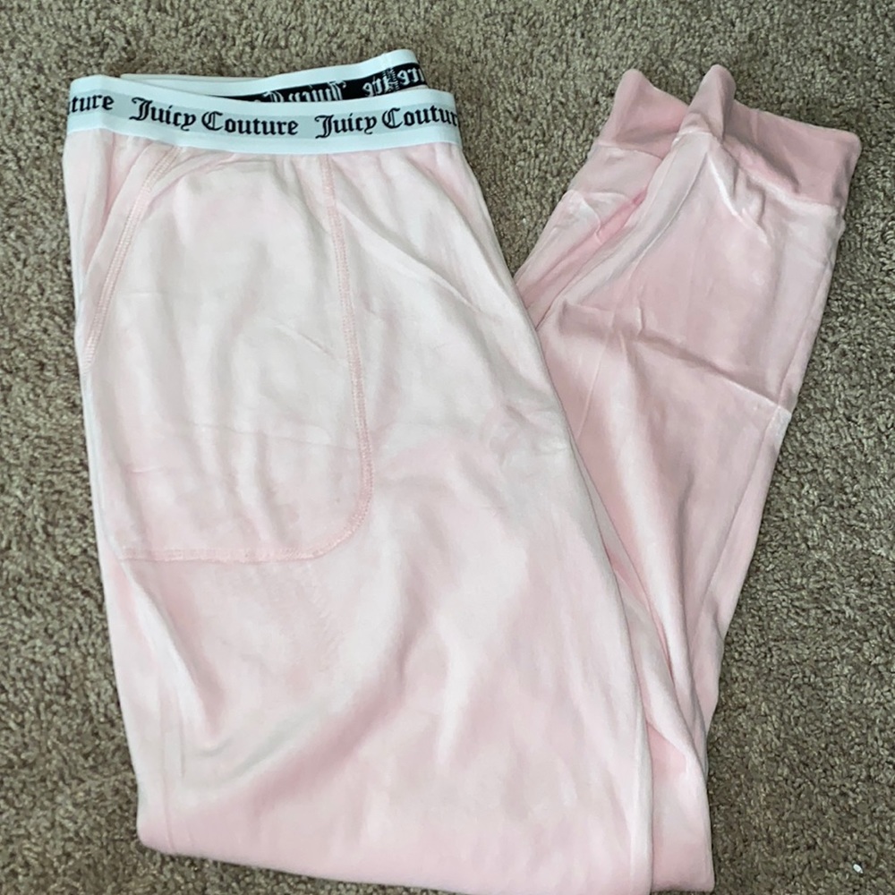 Juicy Couture Pink Velour Jogger Loungewear Intimates Sleepwear Rhinestone Butt